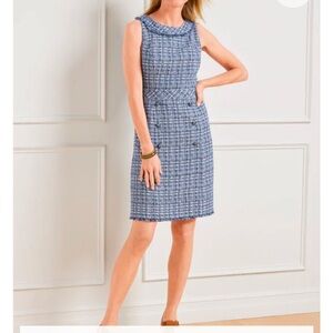 Talbots Blue Sleeveless Cowl Neck Sheath Dress Knee-Length for Work